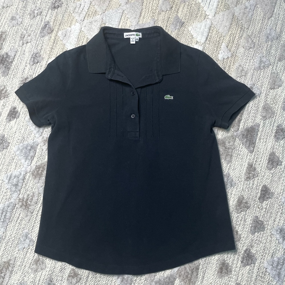 Lacoste | Vintage Y2K Black Polo Bib Detail Small